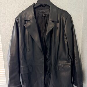 Black Faux Leather Blazer Jacket